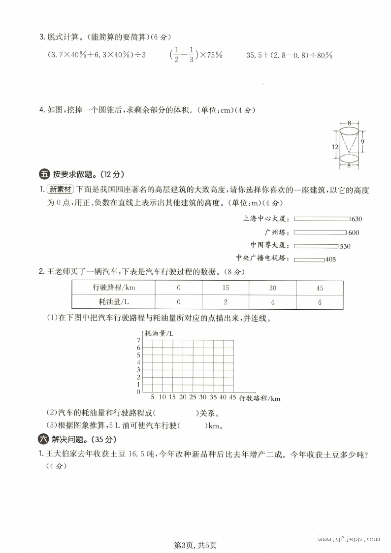 小学数学六年级下册《期中质量检测卷》（人教版）