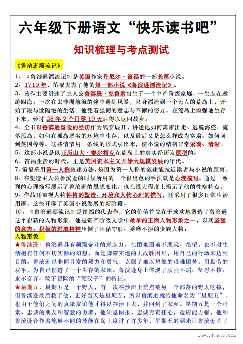 【26春】速领！小学语文1 - 6年级《快乐读书吧》 教材、知识点与习题可下载打印